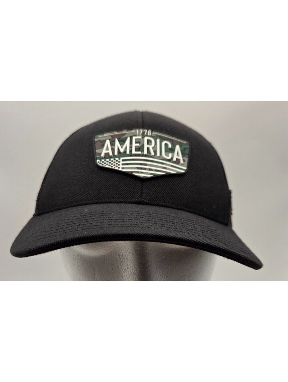 Branded Bills America Trucker Hat Black Snapback USA Flag Patch 1776 Cap